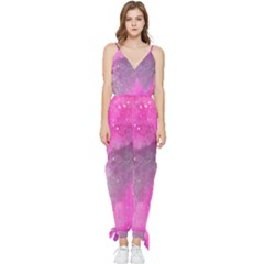 Purple Space Sleeveless Tie Ankle Jumpsuit by goljakoff