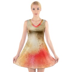 Golden Paint V-neck Sleeveless Dress by goljakoff