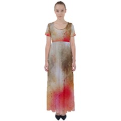 Golden Paint High Waist Short Sleeve Maxi Dress by goljakoff