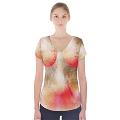 Golden Paint Short Sleeve Front Detail Top by goljakoff