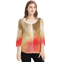 Golden Paint Chiffon Quarter Sleeve Blouse by goljakoff