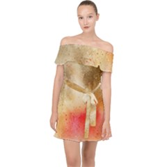 Golden Paint Off Shoulder Chiffon Dress by goljakoff