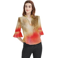 Golden Paint Loose Horn Sleeve Chiffon Blouse