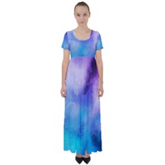 Metallic Paint High Waist Short Sleeve Maxi Dress