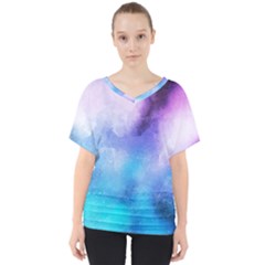 Metallic Paint V-neck Dolman Drape Top by goljakoff