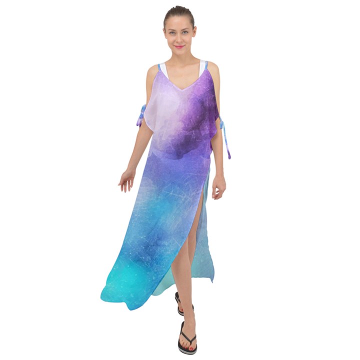 Metallic paint Maxi Chiffon Cover Up Dress