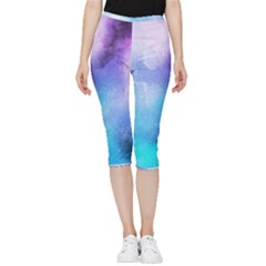 Metallic Paint Inside Out Lightweight Velour Capri Leggings  by goljakoff