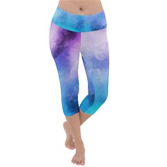 Metallic Paint Lightweight Velour Capri Yoga Leggings by goljakoff