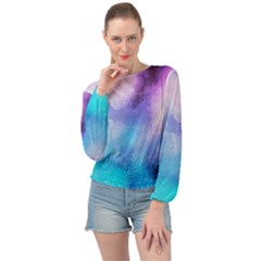 Metallic Paint Banded Bottom Chiffon Top by goljakoff