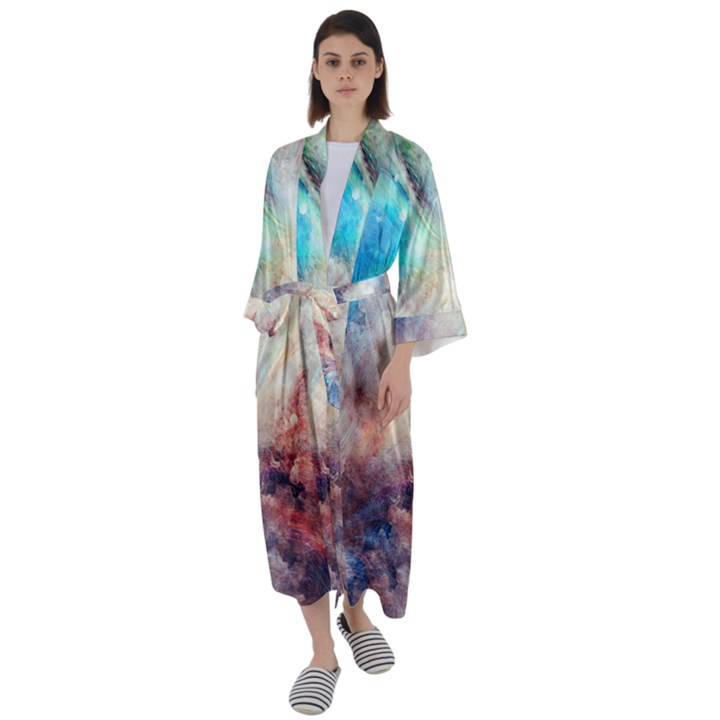 Galaxy paint Maxi Satin Kimono