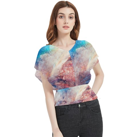 Galaxy Paint Butterfly Chiffon Blouse by goljakoff