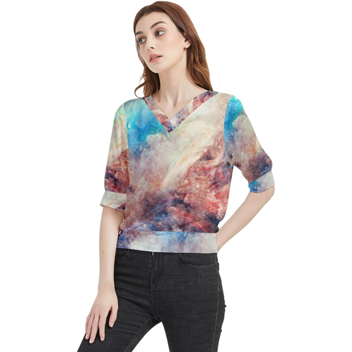 Galaxy paint Quarter Sleeve Blouse