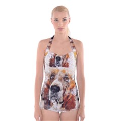 Dog Boyleg Halter Swimsuit  by goljakoff