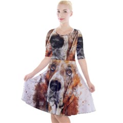 Dog Quarter Sleeve A-line Dress by goljakoff