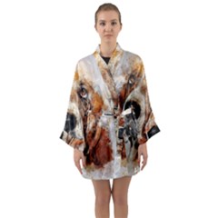 Dog Long Sleeve Satin Kimono by goljakoff