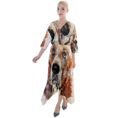 Dog Quarter Sleeve Wrap Front Maxi Dress by goljakoff