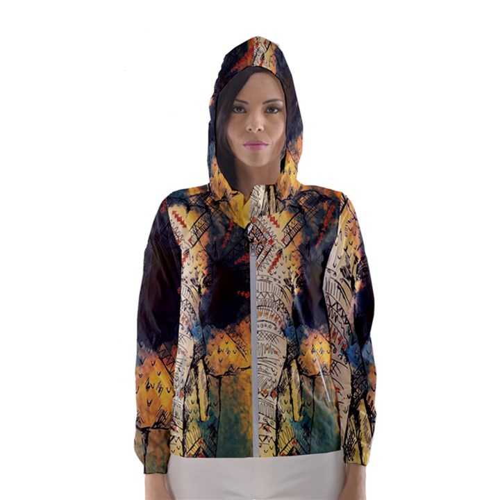 Elephant mandala Women s Hooded Windbreaker