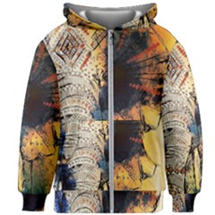 Elephant Mandala Kids  Zipper Hoodie Without Drawstring by goljakoff