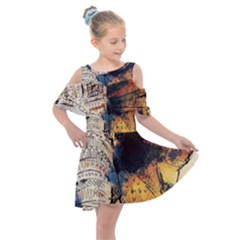 Elephant Mandala Kids  Shoulder Cutout Chiffon Dress by goljakoff