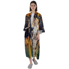 Elephant Mandala Maxi Satin Kimono by goljakoff