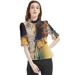 Elephant Mandala Frill Neck Blouse