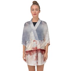 Golden Bridge Half Sleeve Chiffon Kimono by goljakoff