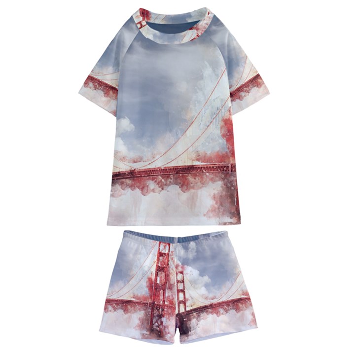 Golden bridge Kids  Swim Tee and Shorts Set