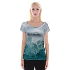 Blue Green Waves Cap Sleeve Top by goljakoff