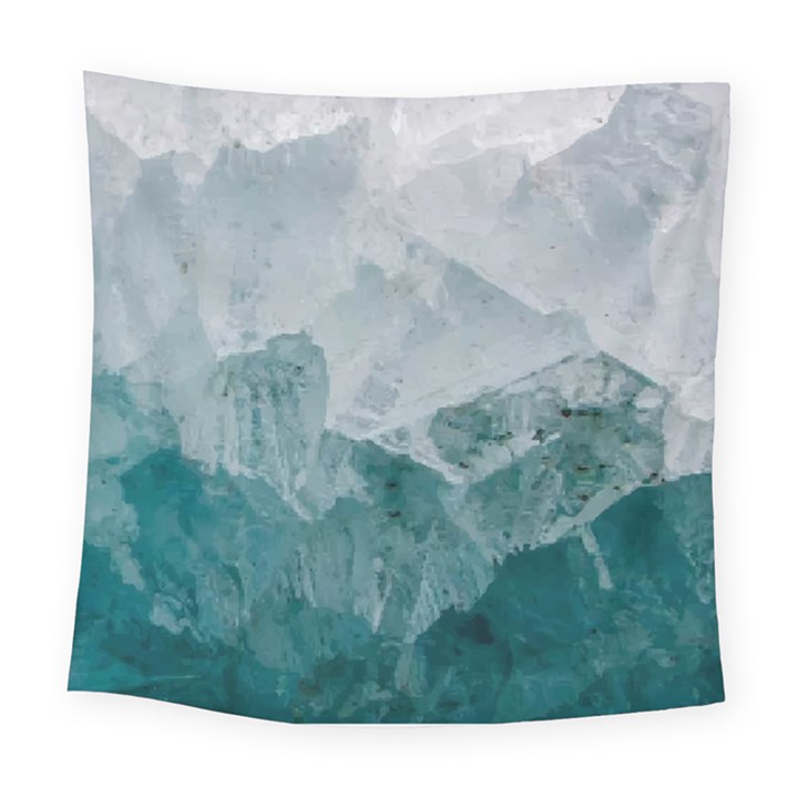 Blue green waves Square Tapestry (Large)