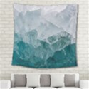 Blue green waves Square Tapestry (Large) View2