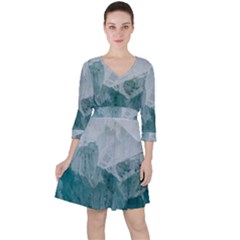 Blue Green Waves Ruffle Dress by goljakoff