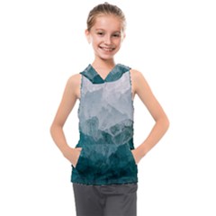 Blue Green Waves Kids  Sleeveless Hoodie by goljakoff