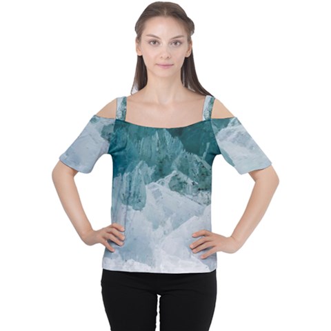 Blue Waves Cutout Shoulder Tee by goljakoff