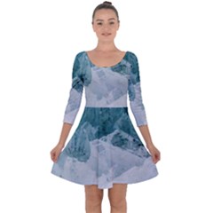 Blue Waves Quarter Sleeve Skater Dress by goljakoff