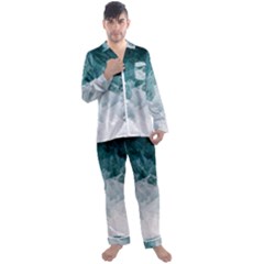 Blue Waves Men s Long Sleeve Satin Pajamas Set by goljakoff