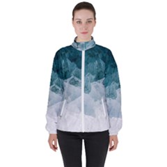 Blue Waves Women s High Neck Windbreaker by goljakoff