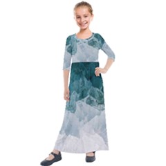 Blue Waves Kids  Quarter Sleeve Maxi Dress by goljakoff