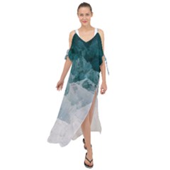 Blue Waves Maxi Chiffon Cover Up Dress