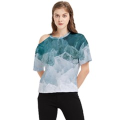 Blue Waves One Shoulder Cut Out Tee by goljakoff