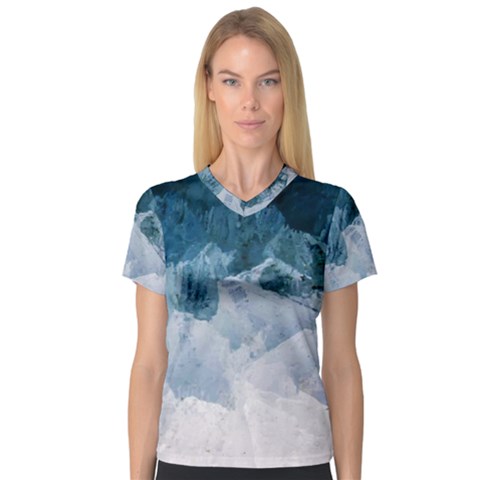 Blue Ocean Waves V-neck Sport Mesh Tee by goljakoff