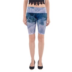 Blue Ocean Waves Yoga Cropped Leggings by goljakoff