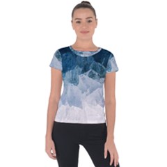 Blue Ocean Waves Short Sleeve Sports Top  by goljakoff