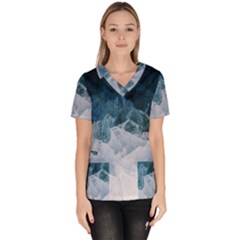 Blue Ocean Waves Women s V-neck Scrub Top by goljakoff