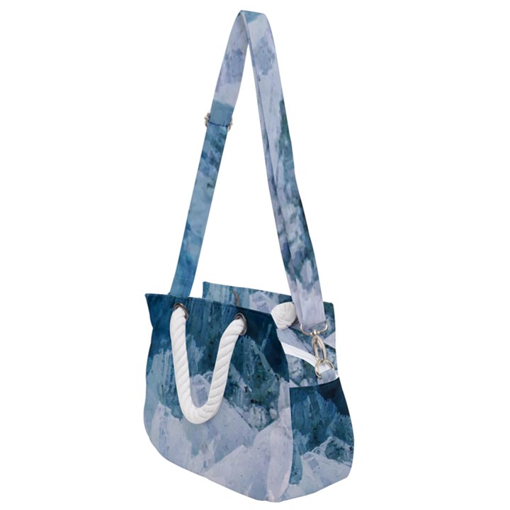 Blue ocean waves Rope Handles Shoulder Strap Bag