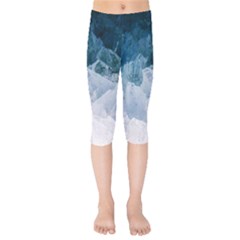 Blue Ocean Waves Kids  Capri Leggings  by goljakoff