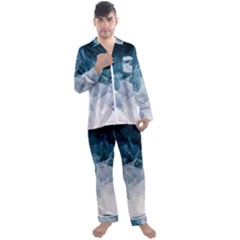 Blue Ocean Waves Men s Long Sleeve Satin Pajamas Set by goljakoff