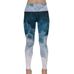 Blue Ocean Waves Lightweight Velour Classic Yoga Leggings by goljakoff