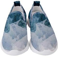 Blue Ocean Waves Kids  Slip On Sneakers by goljakoff