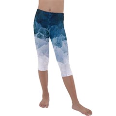 Blue Ocean Waves Kids  Lightweight Velour Capri Leggings  by goljakoff