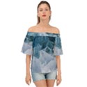 Blue ocean waves Off Shoulder Short Sleeve Top View1